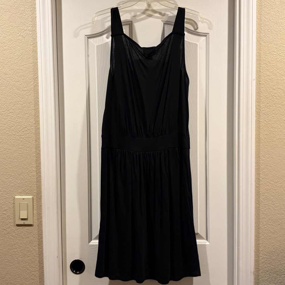 LOFT Black Sleeveless mini above knee Dress with Tie Waist NWT size 12 - Picture 5 of 7